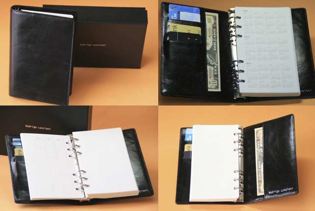 オリジナル本牛革製バイブルサイズシステム手帳リング径21ミリ